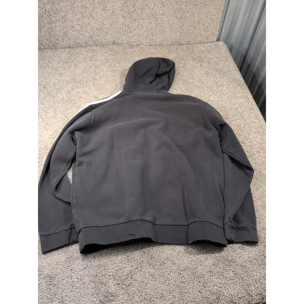 Adidas Mens Essentials 3-Stripes Pullover Hoodie Black White Logo Size L